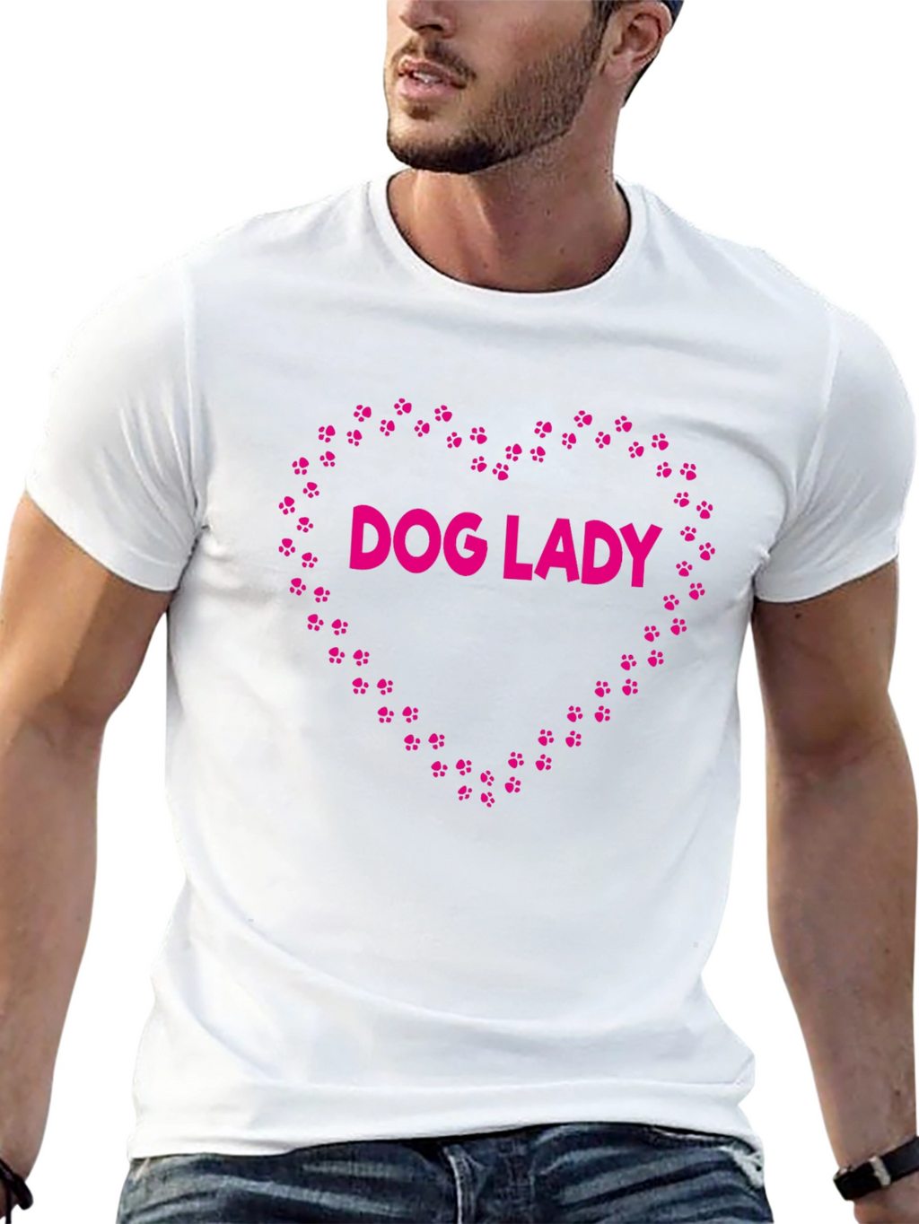 Dog Lady Paw Print Heart Graphic Tee