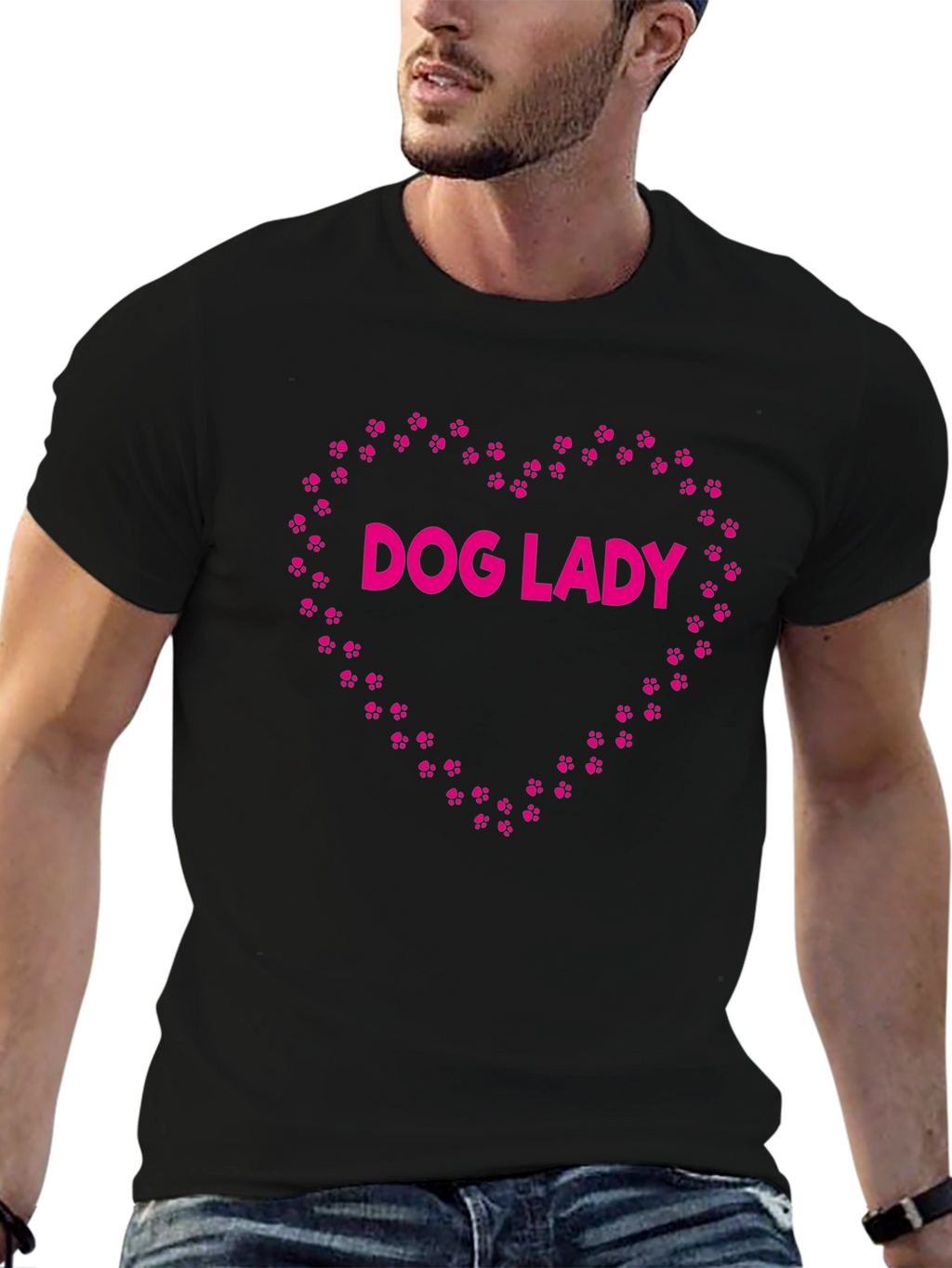 Dog Lady Paw Print Heart Graphic Tee