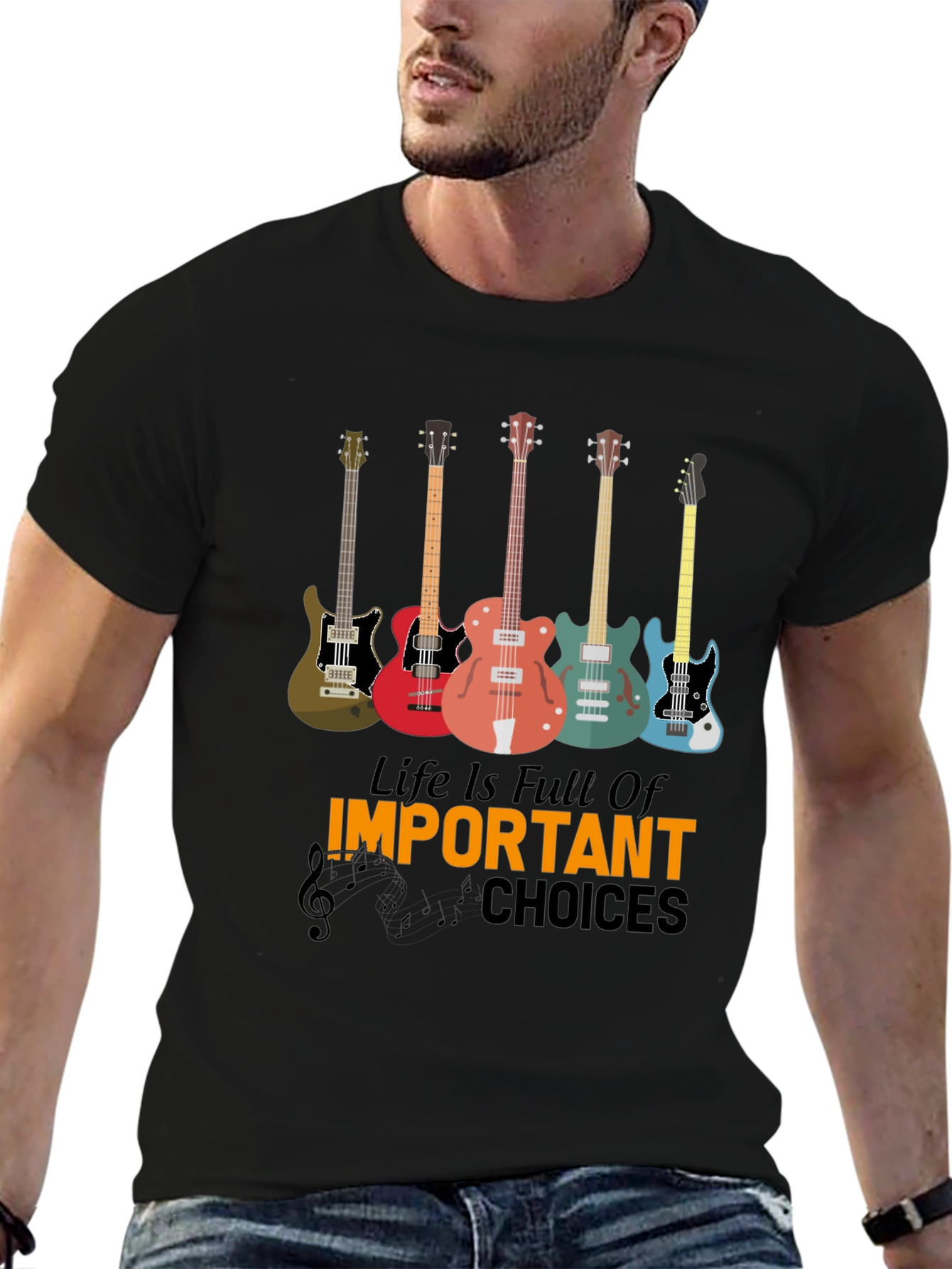 Life Is Full Of Important Choices Guitar T-Shirt
