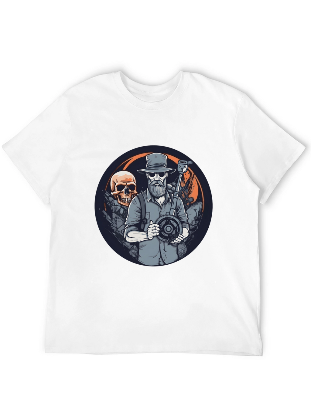 Skull Treasure Hunter Graphic Tee - Black