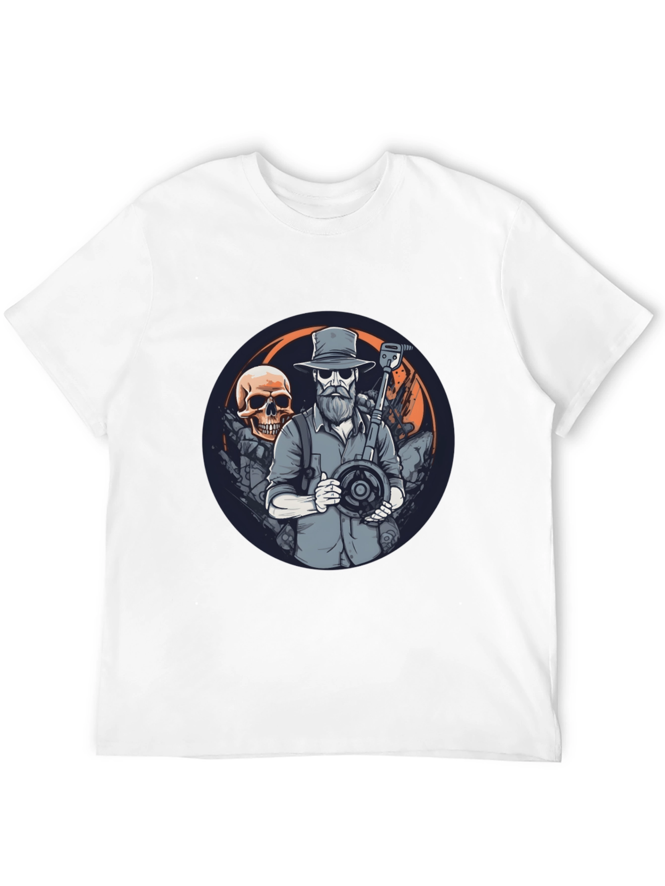 Skull Treasure Hunter Graphic Tee - Black