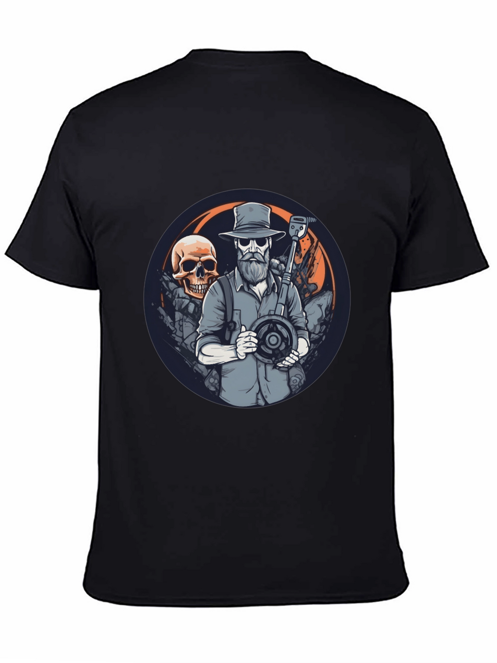Skull Treasure Hunter Graphic Tee - Black