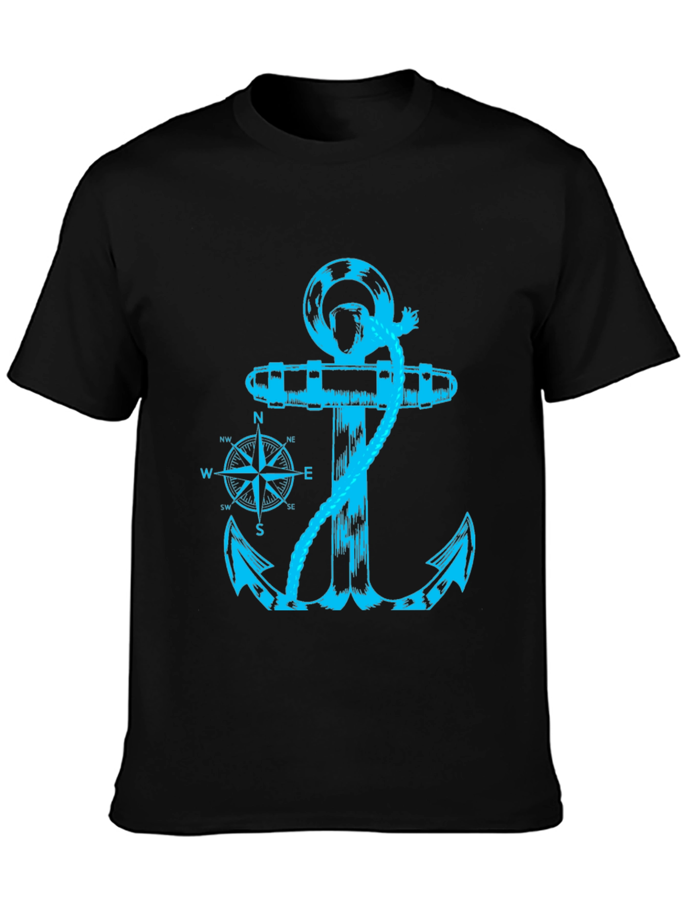 Nautical Anchor Compass Graphic Print Tee