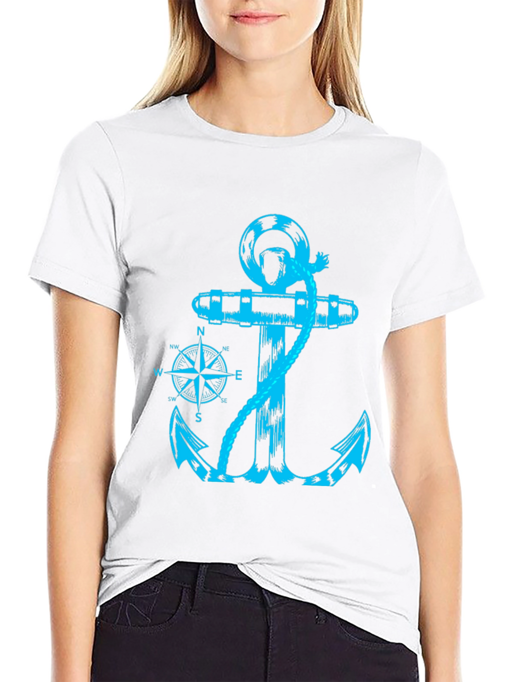 Nautical Anchor Compass Graphic Print Tee