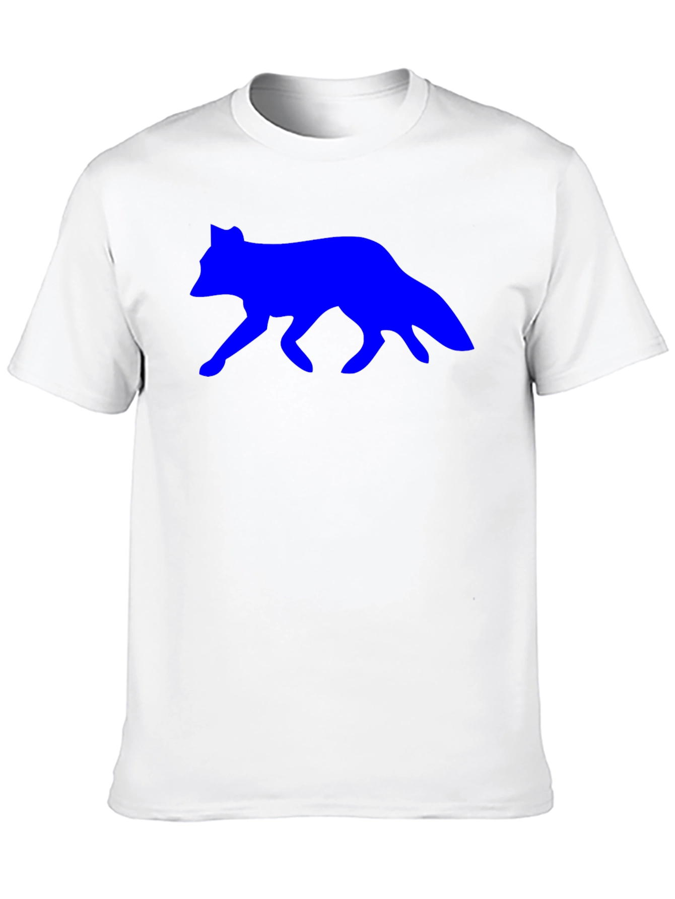 Mens Black T-Shirt with Blue Wolf Design