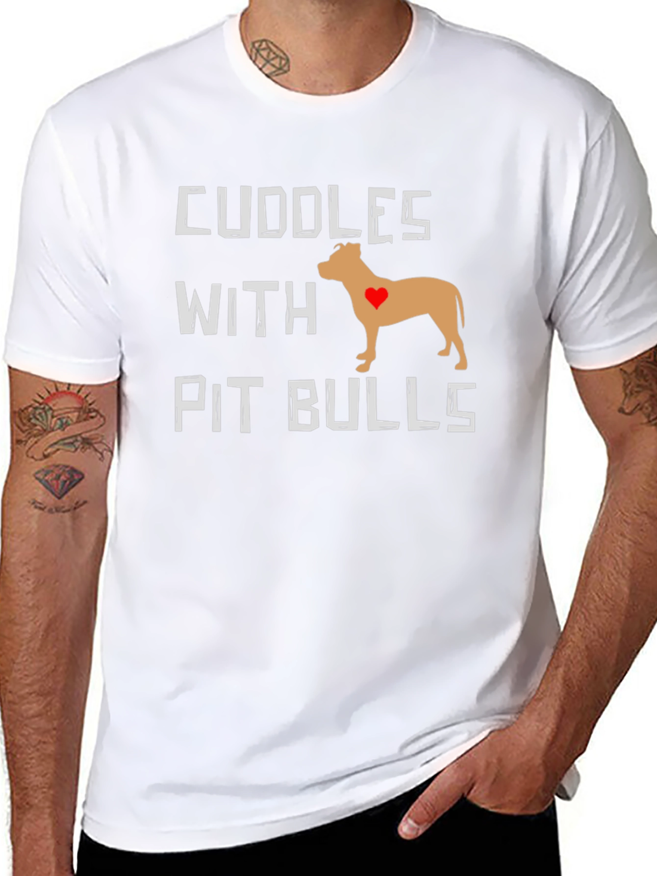 Cuddles With Pit Bulls Graphic T-Shirt