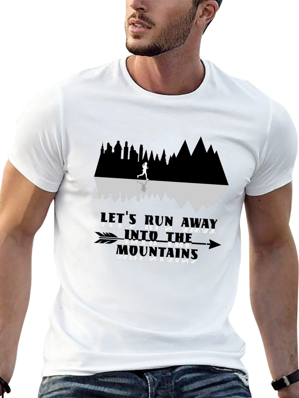 Run Away Mountains Graphic Tee - Black Cotton T-Shirt