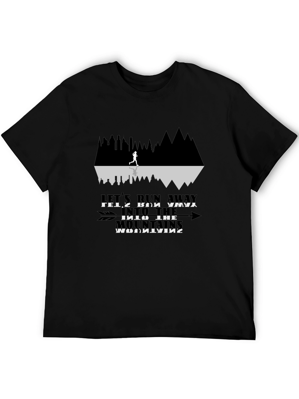 Run Away Mountains Graphic Tee - Black Cotton T-Shirt