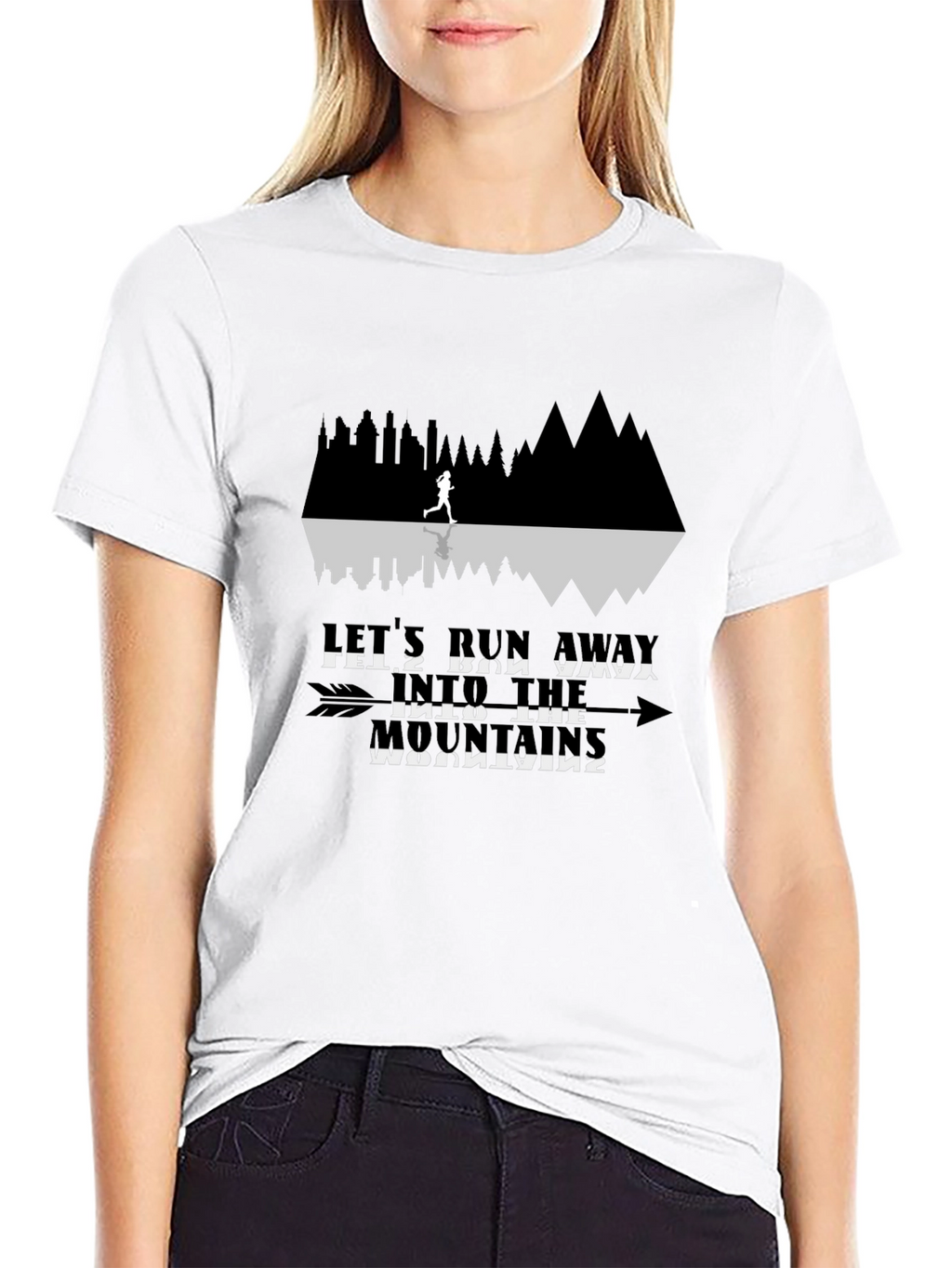 Run Away Mountains Graphic Tee - Black Cotton T-Shirt