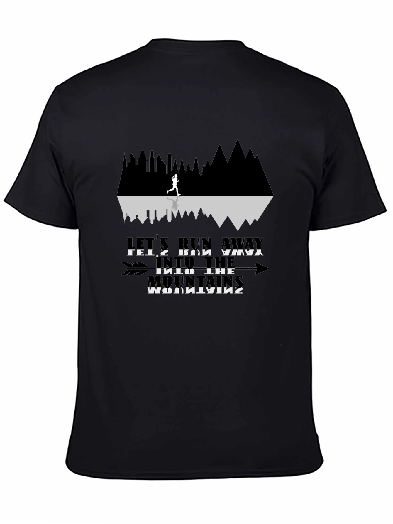 Run Away Mountains Graphic Tee - Black Cotton T-Shirt