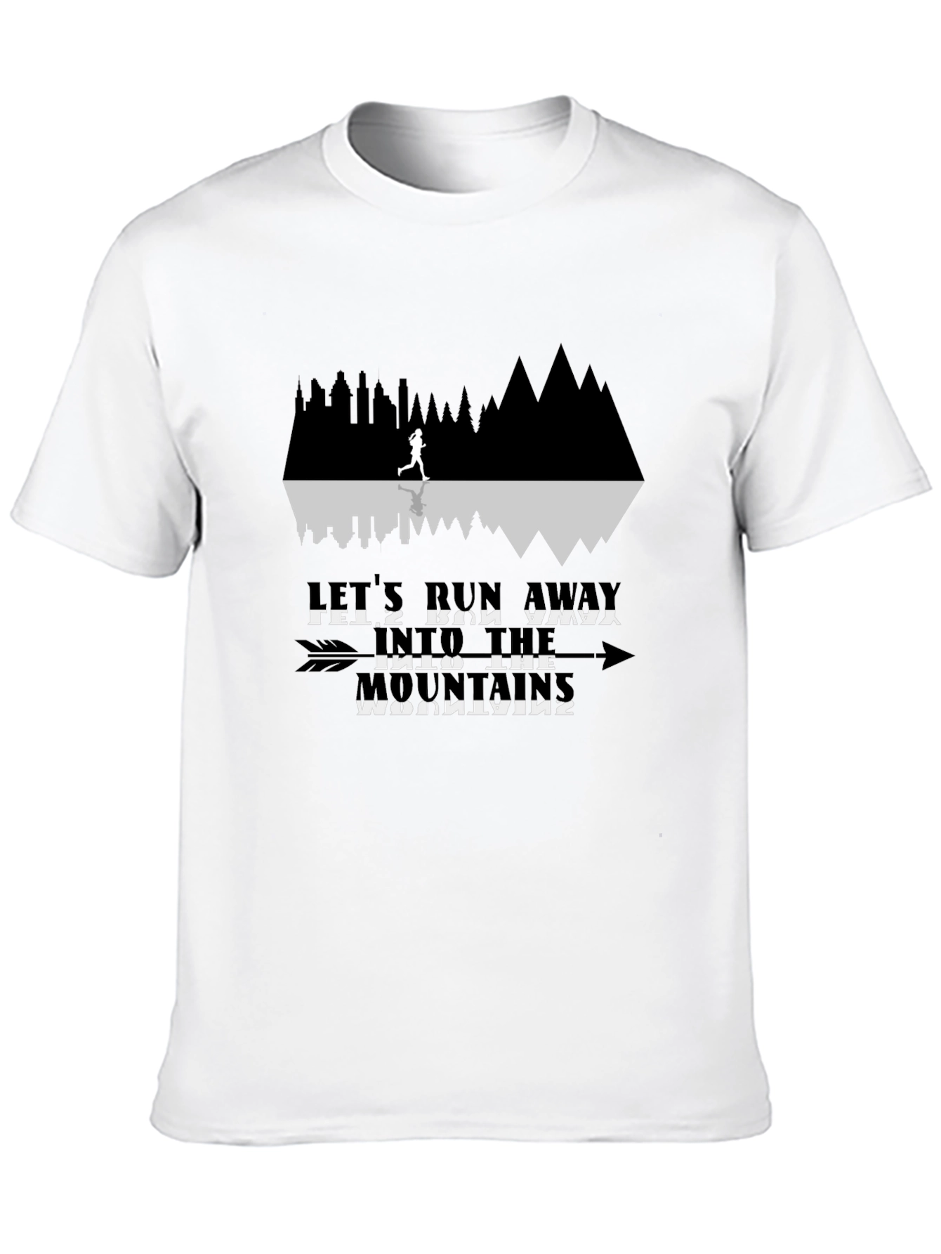 Run Away Mountains Graphic Tee - Black Cotton T-Shirt