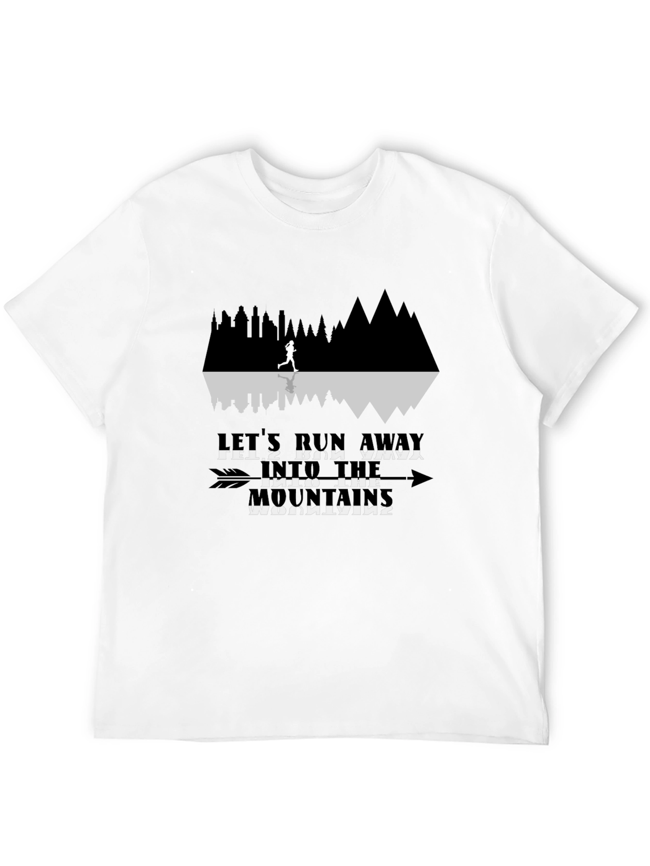 Run Away Mountains Graphic Tee - Black Cotton T-Shirt
