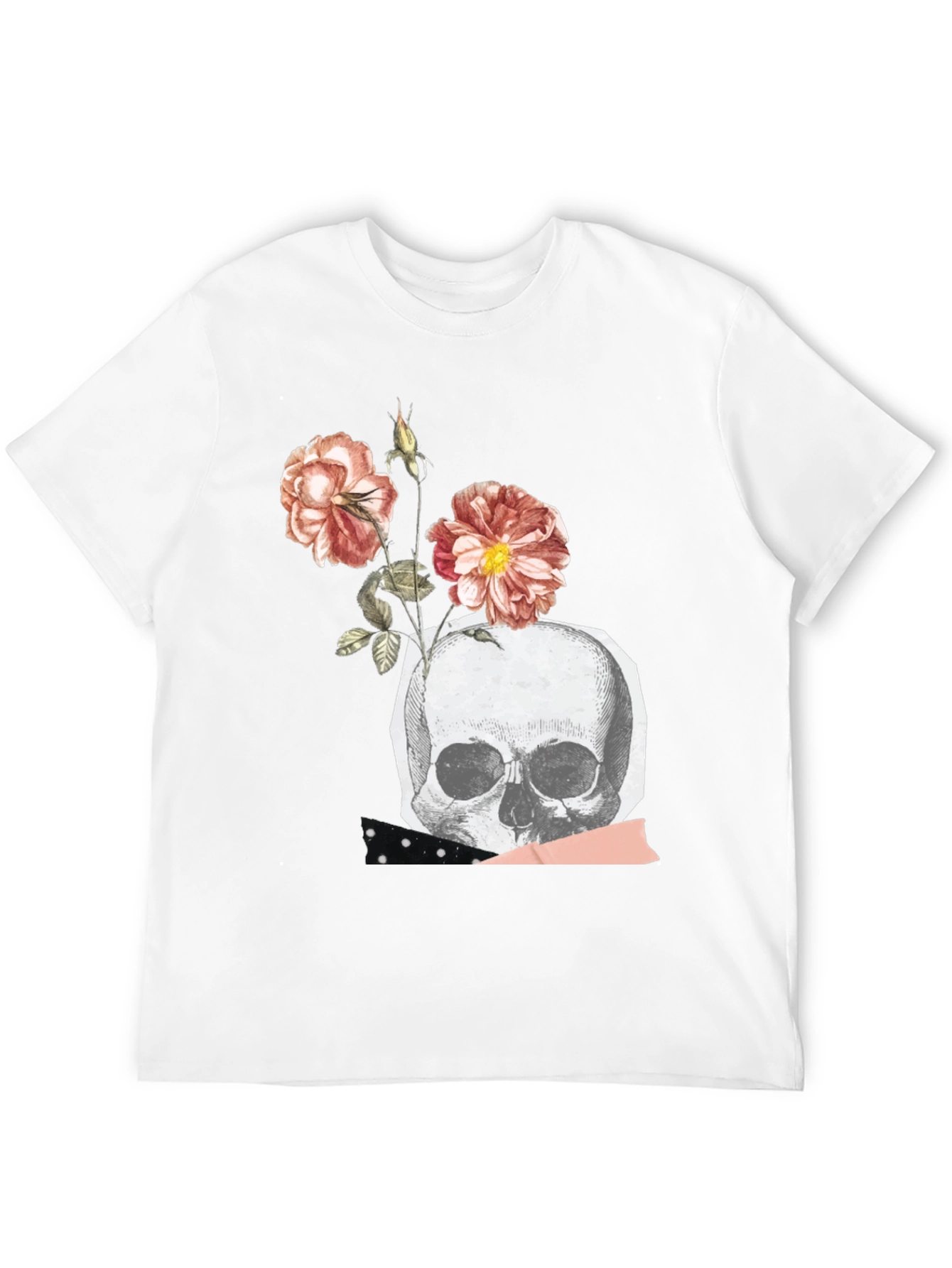 Skull & Roses Graphic Tee - Black Cotton Blend
