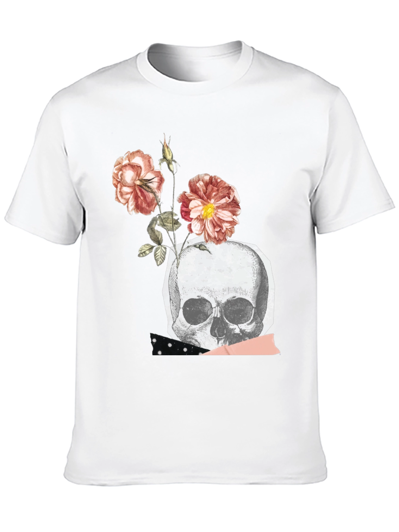 Skull & Roses Graphic Tee - Black Cotton Blend