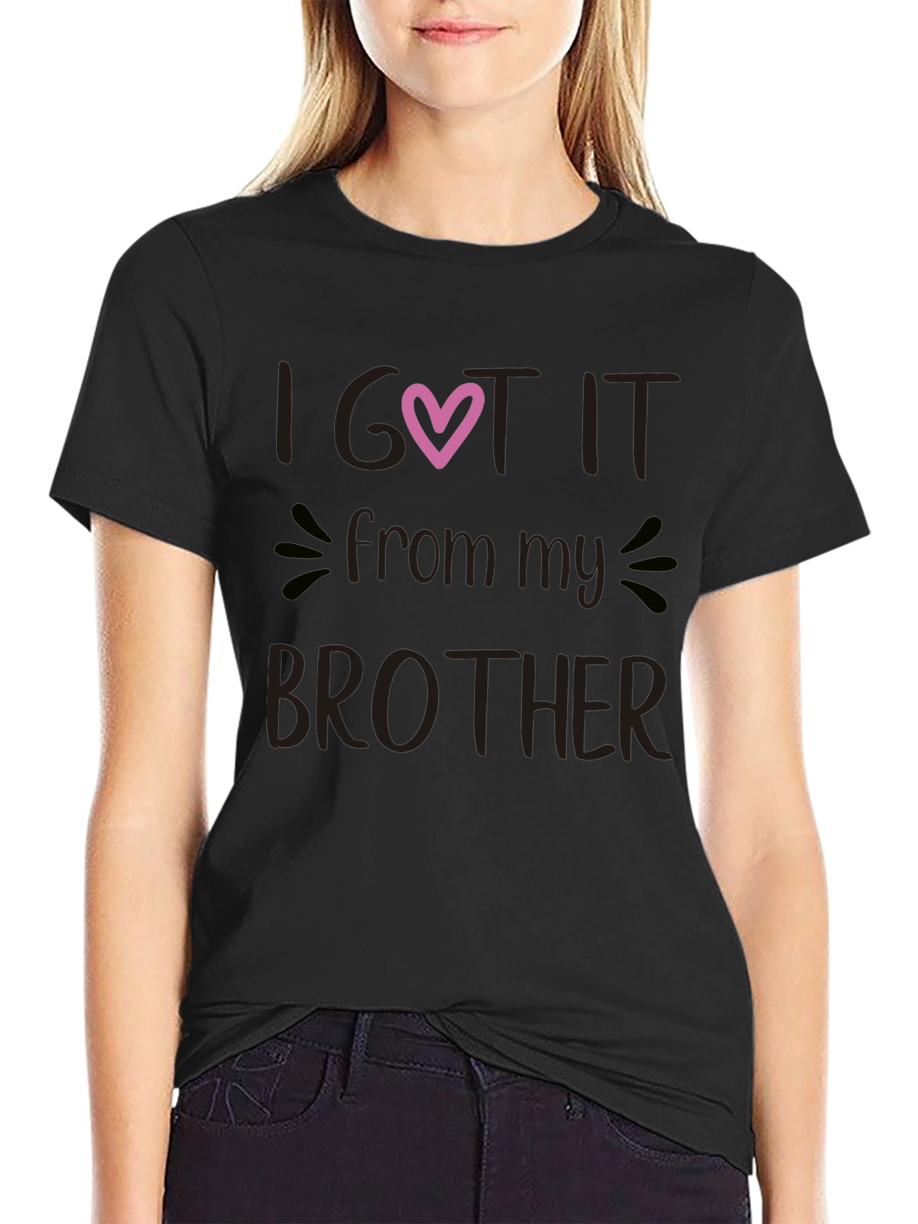 I Got It From My Brother Black Graphic Tee