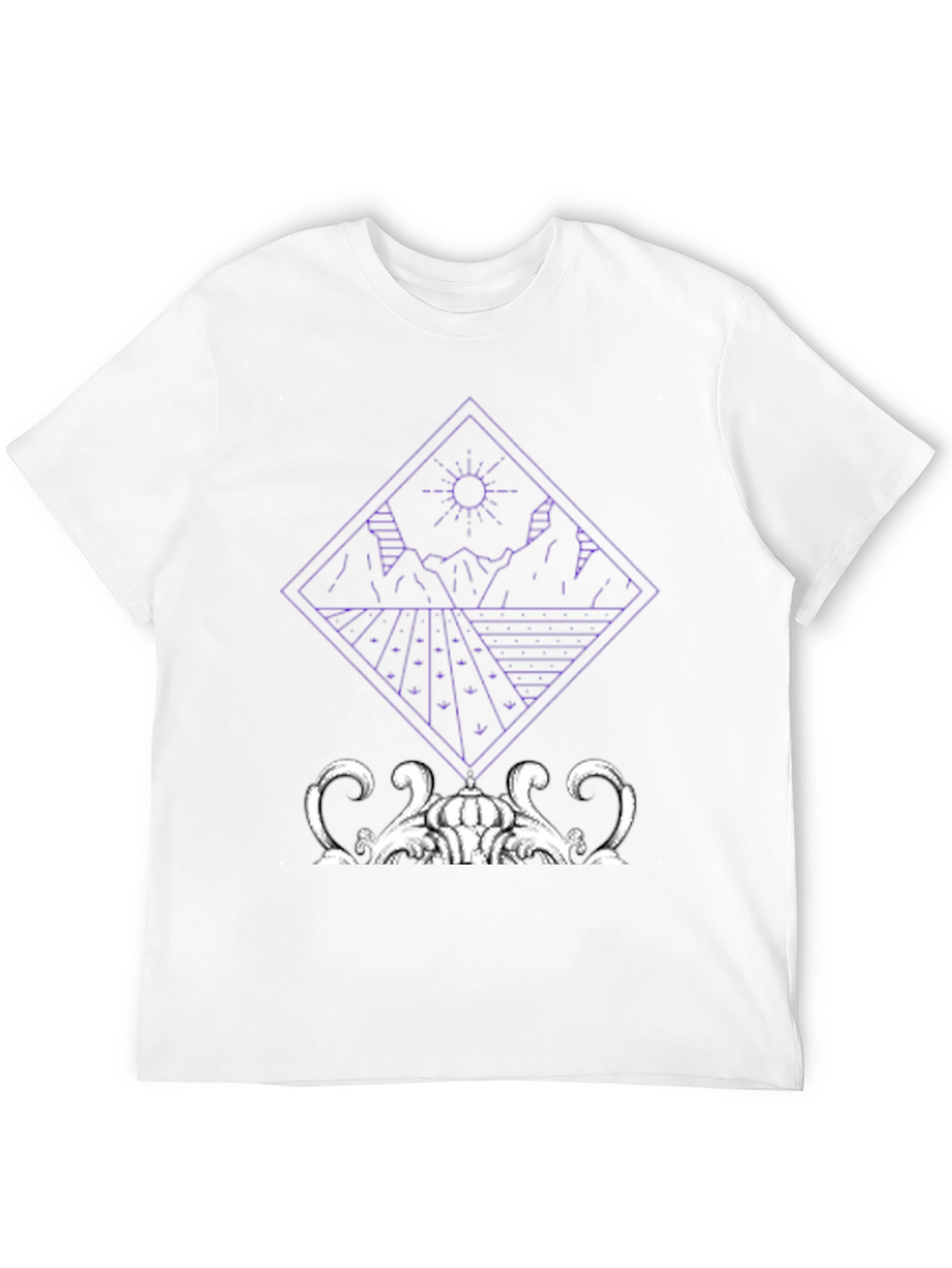 Geometric Landscape Graphic Tee - Modern Art Shirt