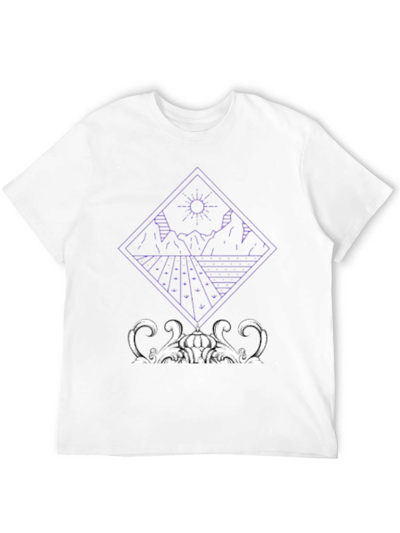 Geometric Landscape Graphic Tee - Modern Art Shirt