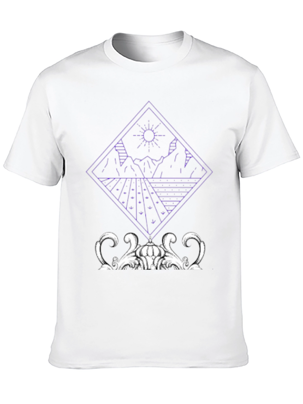 Geometric Landscape Graphic Tee - Modern Art Shirt
