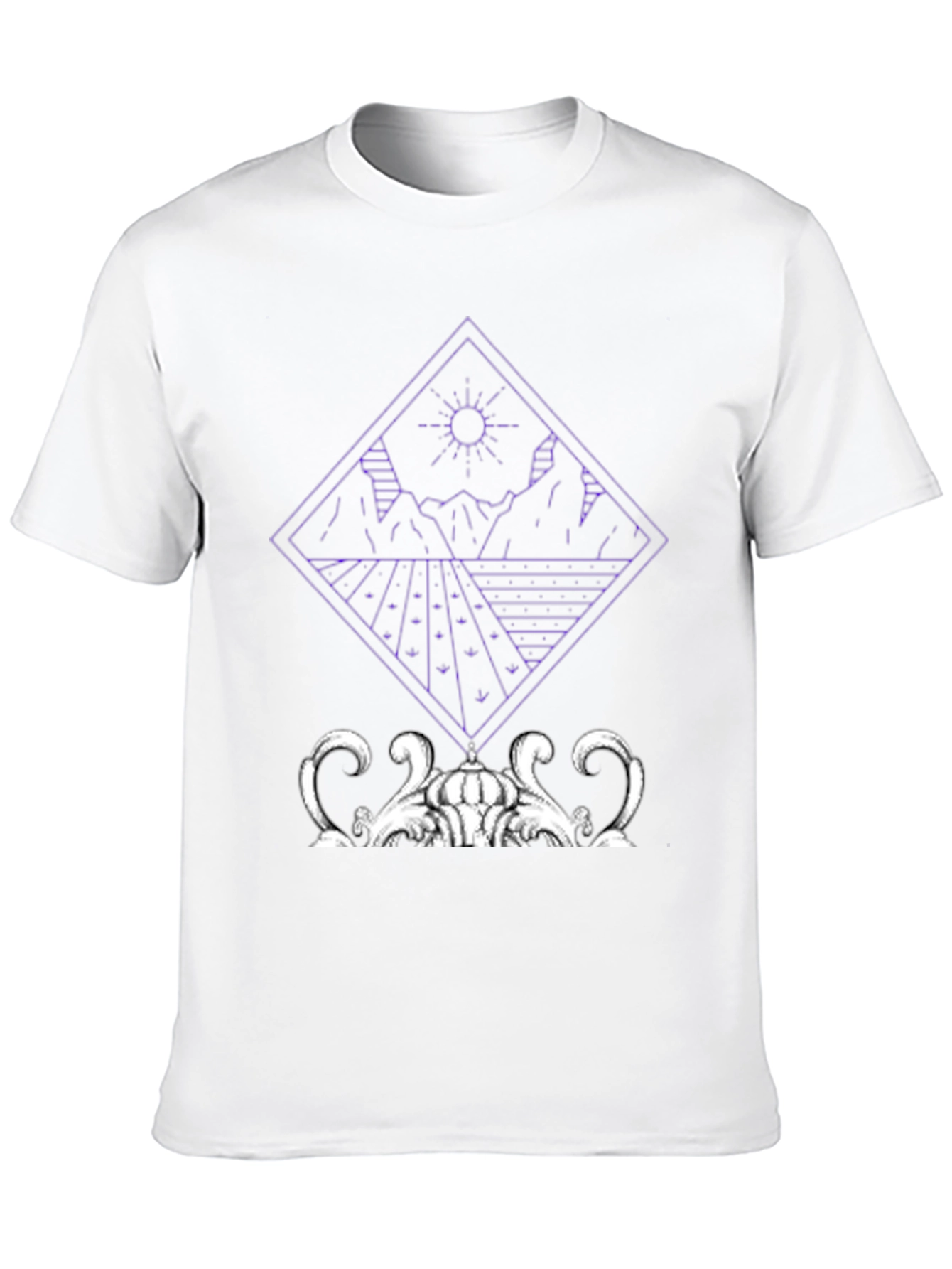 Geometric Landscape Graphic Tee - Modern Art Shirt