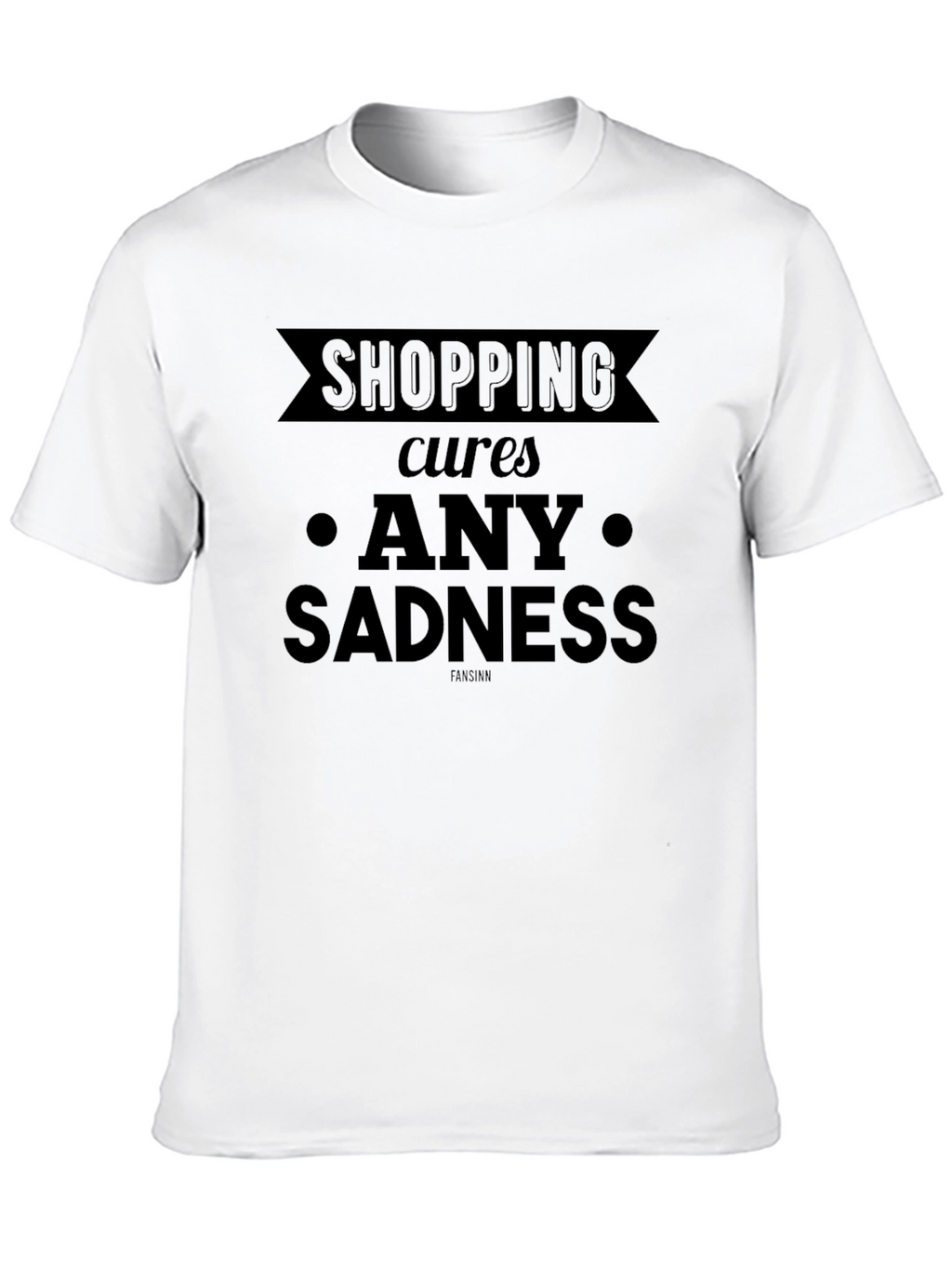 Shopping Cures Any Sadness Black Graphic Tee