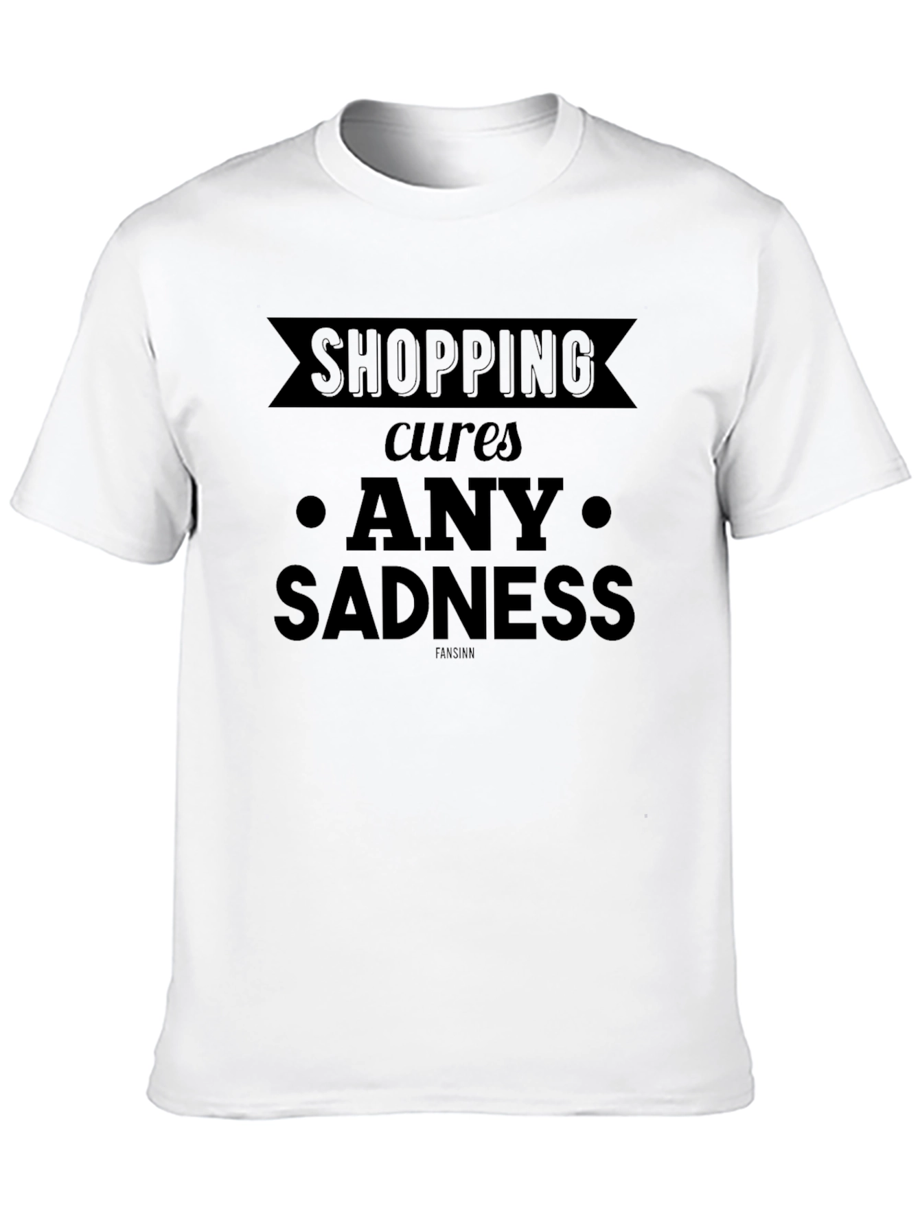 Shopping Cures Any Sadness Black Graphic Tee