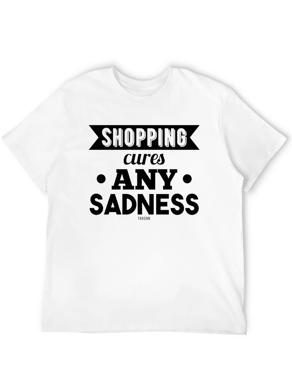 Shopping Cures Any Sadness Black Graphic Tee