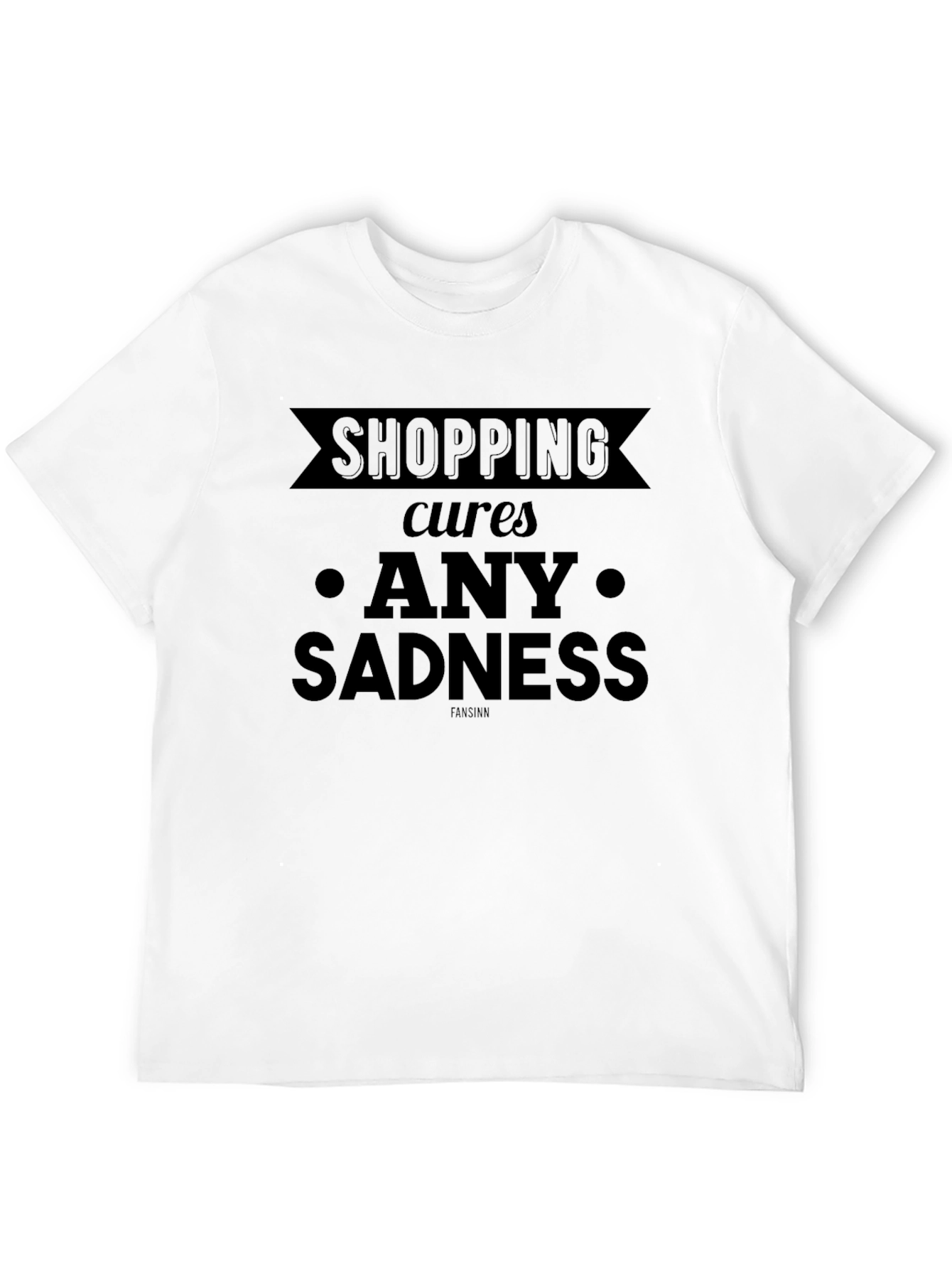 Shopping Cures Any Sadness Black Graphic Tee