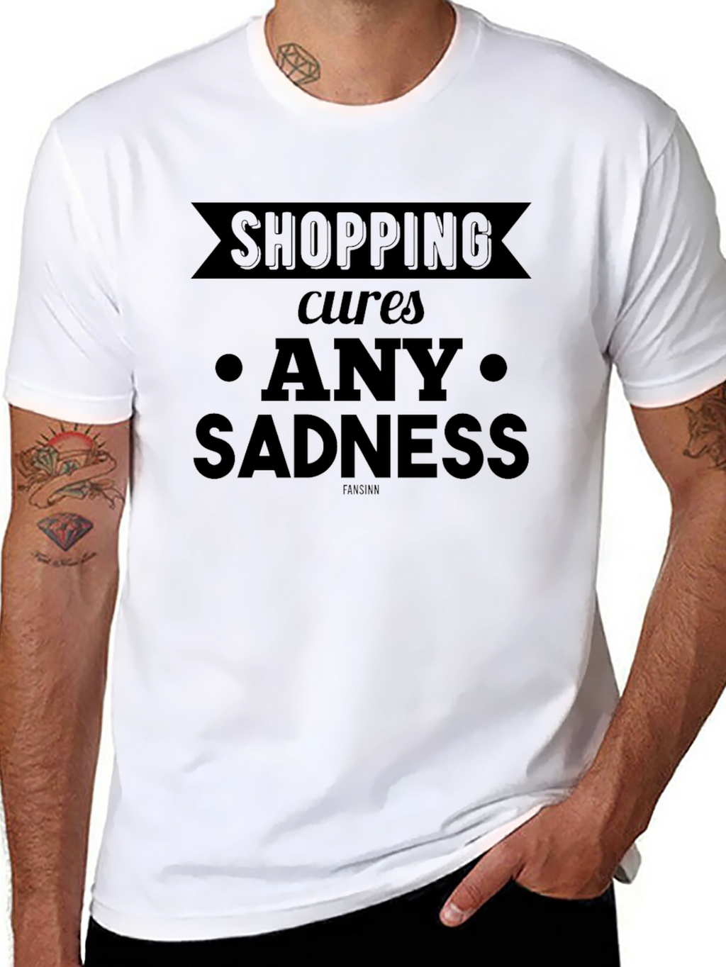Shopping Cures Any Sadness Black Graphic Tee