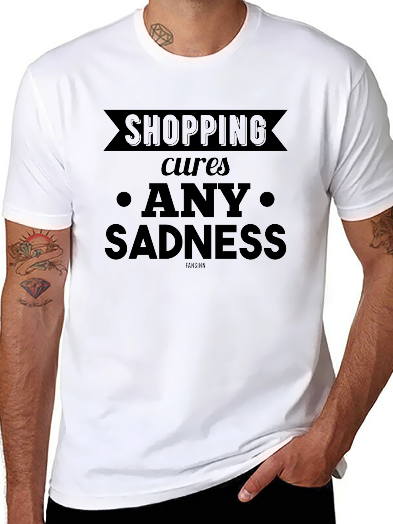 Shopping Cures Any Sadness Black Graphic Tee