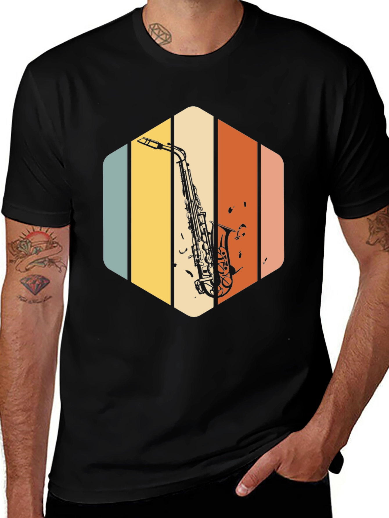 Retro Saxophone T-Shirt - Vintage Style Music Tee
