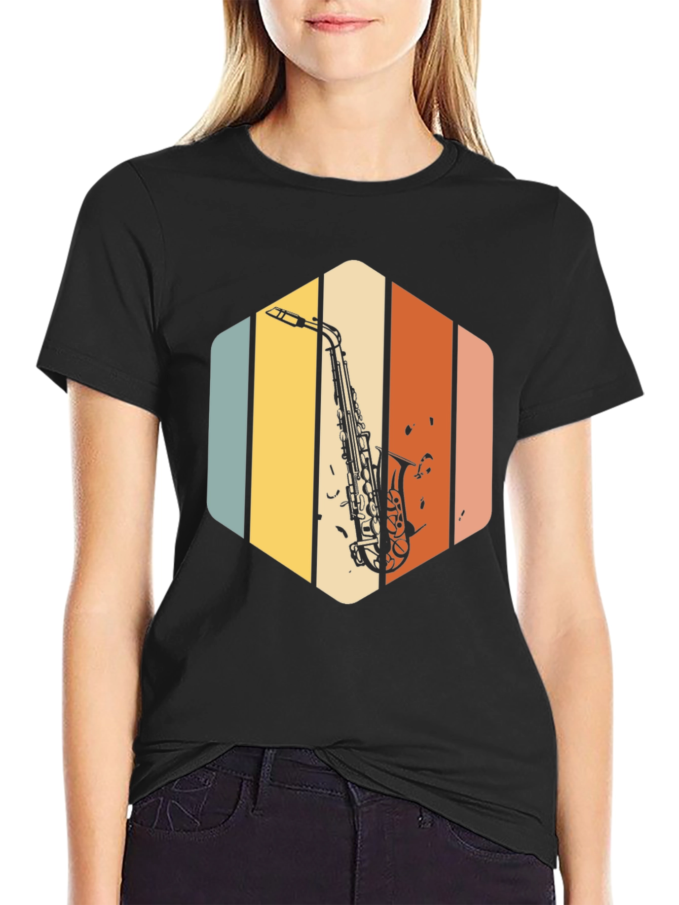 Retro Saxophone T-Shirt - Vintage Style Music Tee