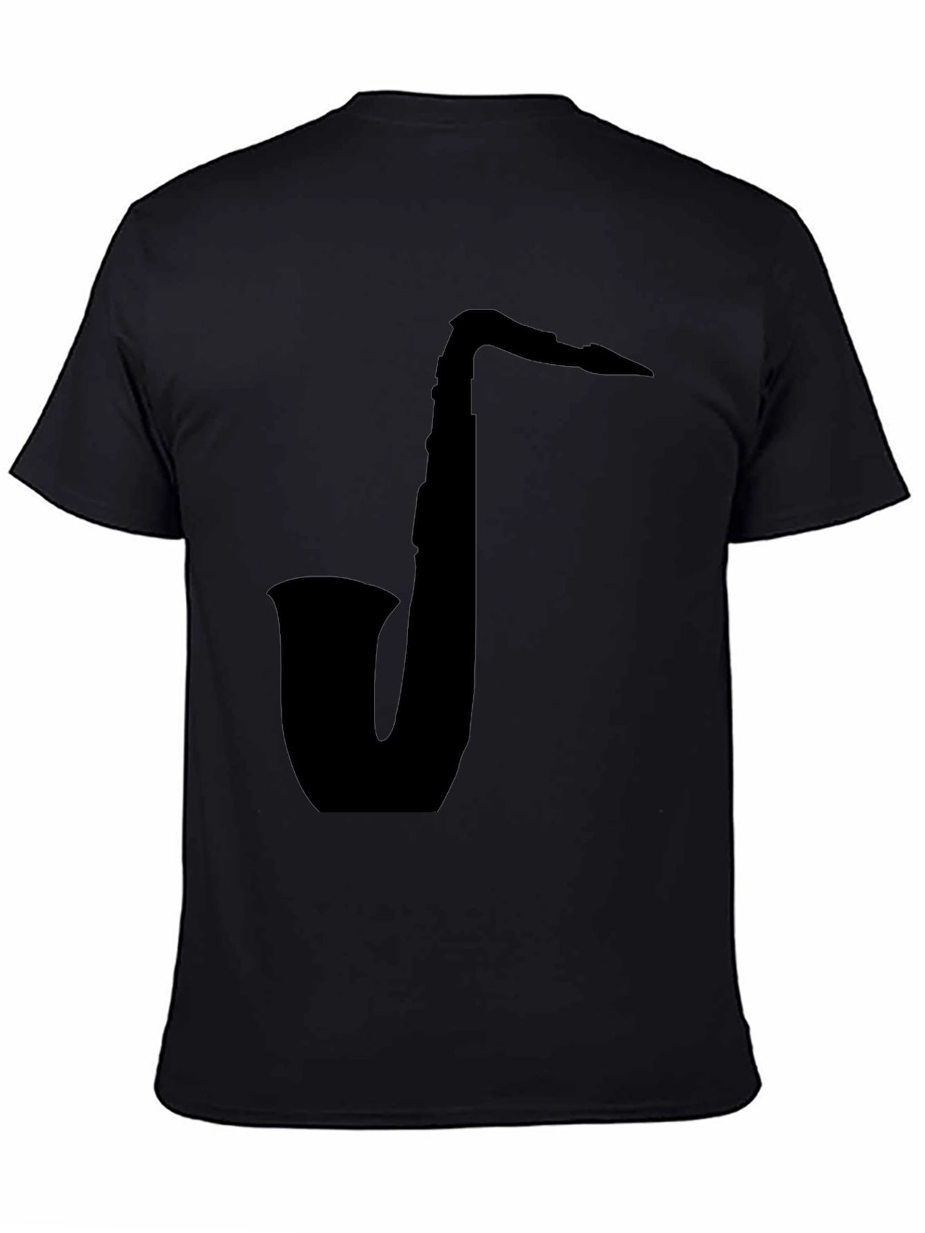 Saxophone Graphic Tee - Black Cotton Casual Shirt
