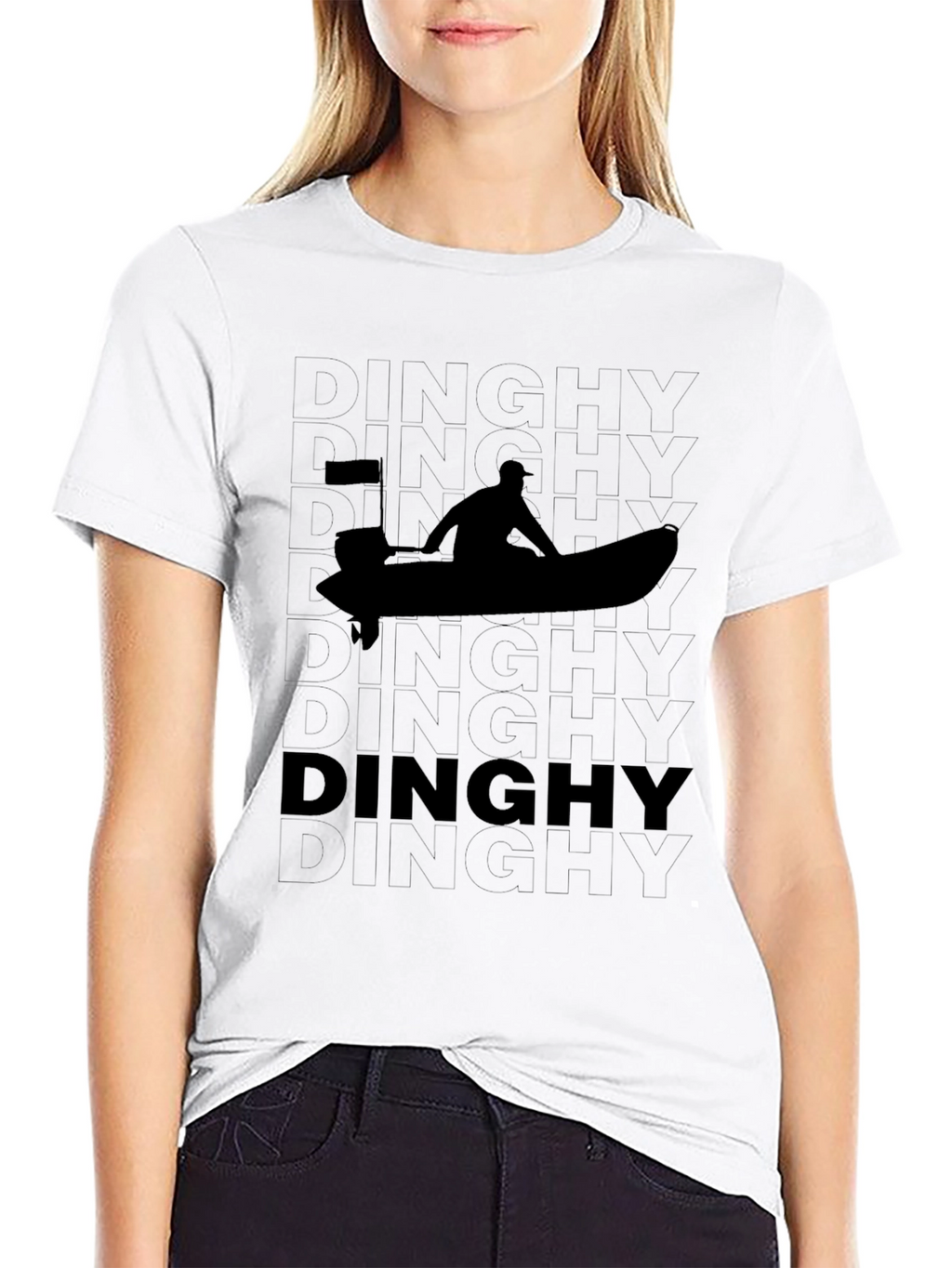 Dinghies Silhouette Black Graphic Tee - Boating & Sailing