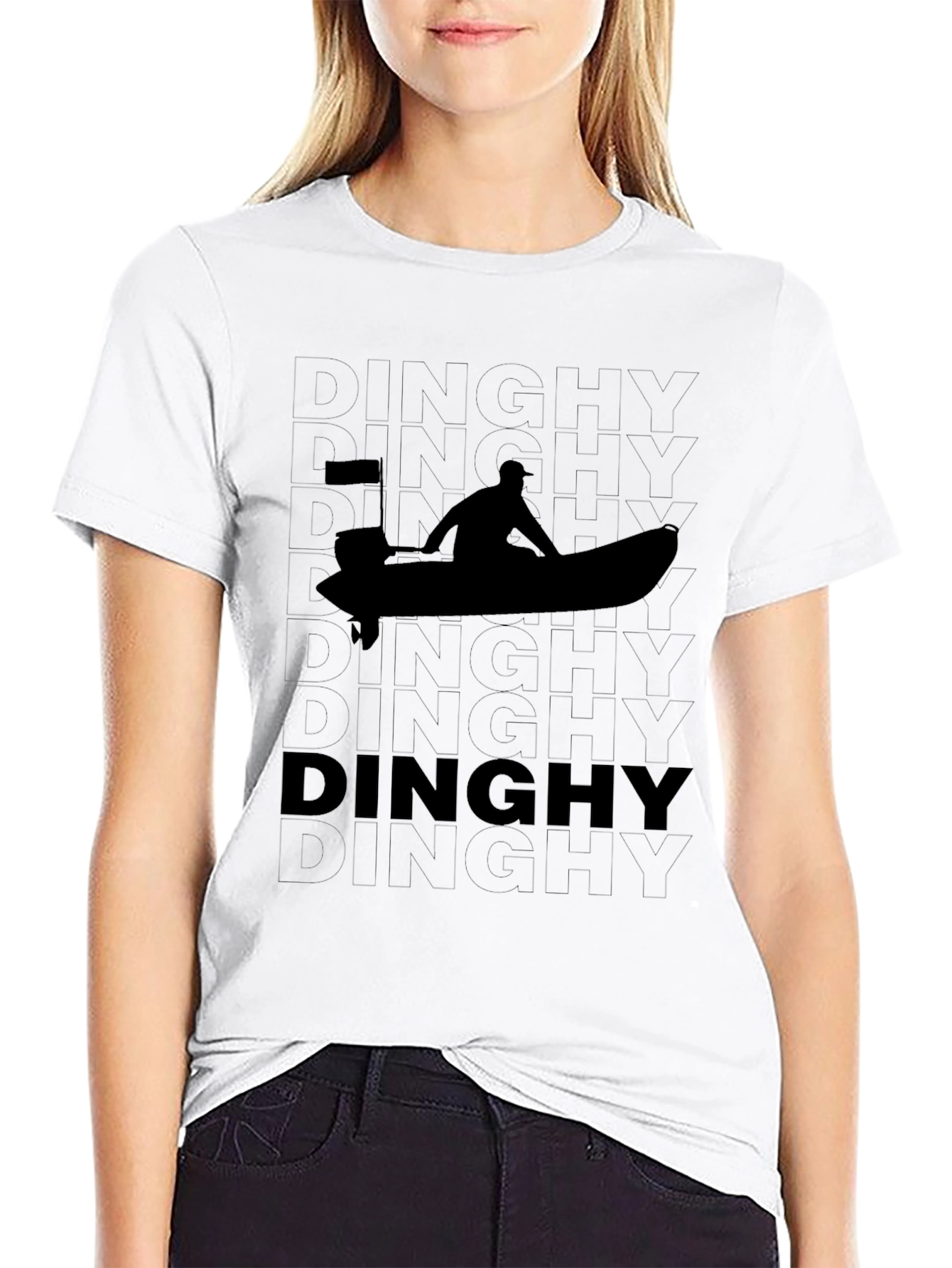 Dinghies Silhouette Black Graphic Tee - Boating & Sailing
