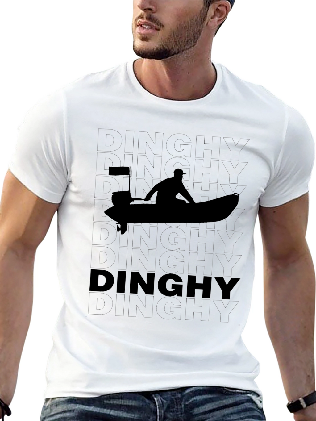 Dinghies Silhouette Black Graphic Tee - Boating & Sailing