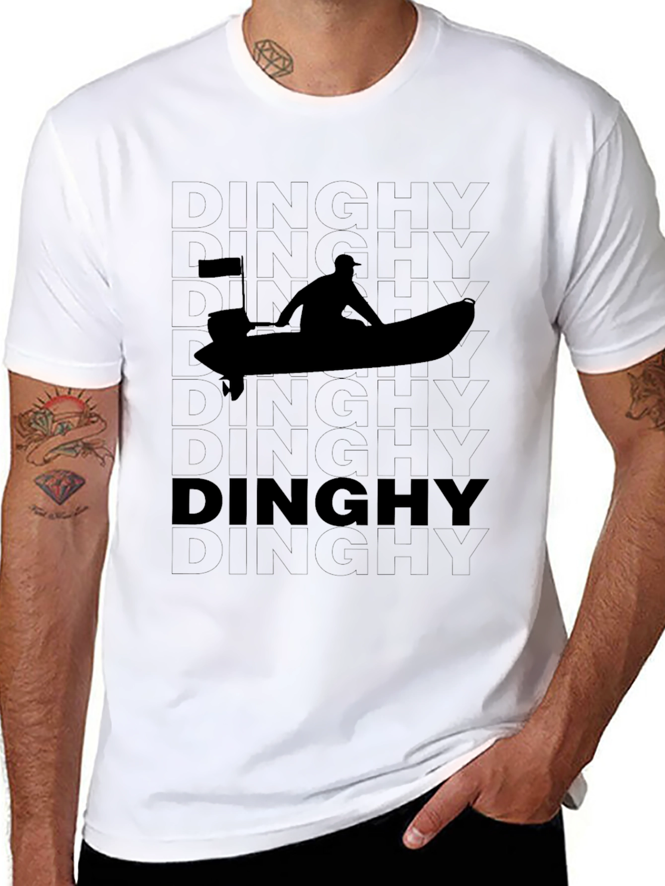 Dinghies Silhouette Black Graphic Tee - Boating & Sailing