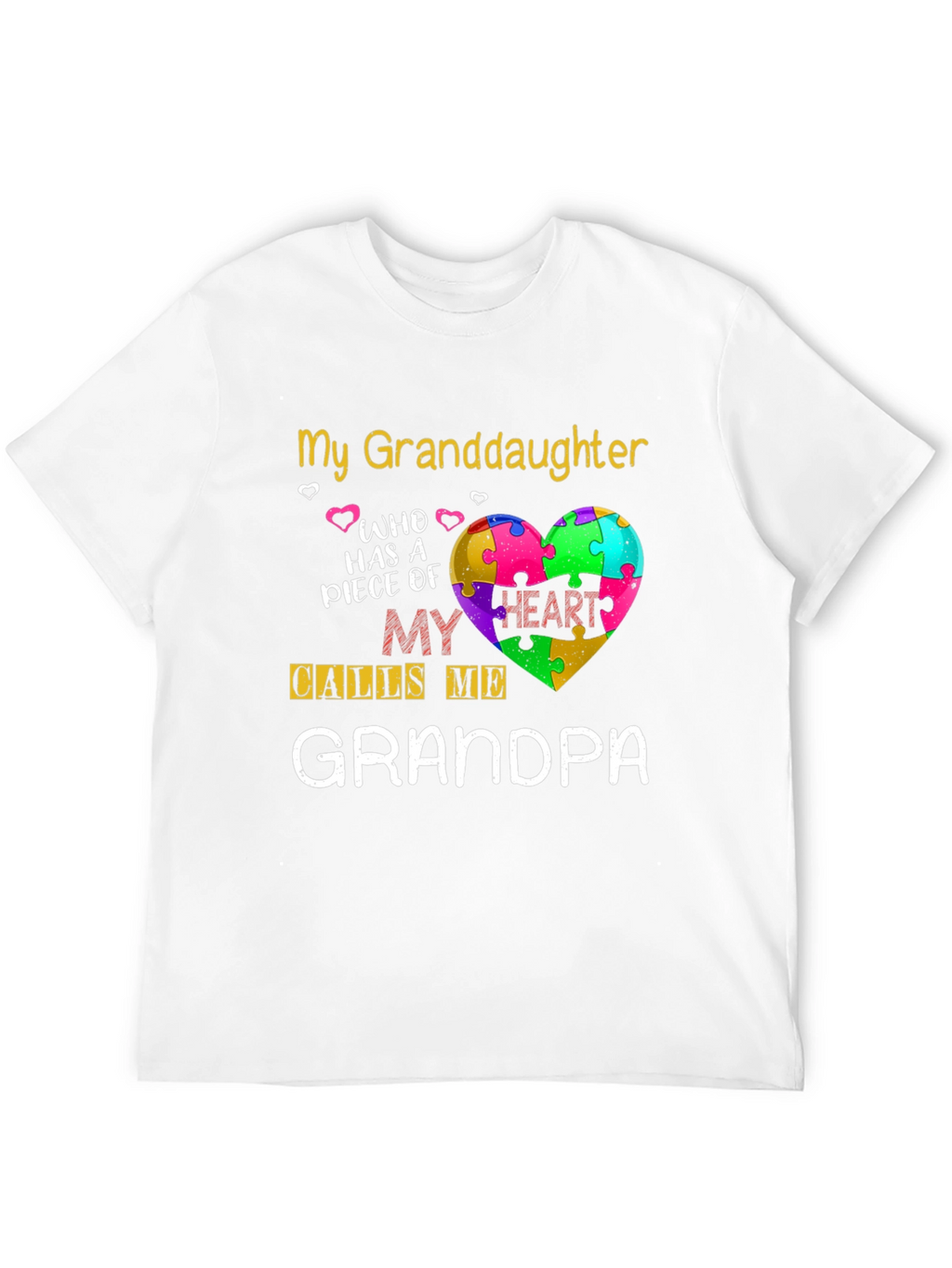 Grandpa Autism Awareness Puzzle Heart T-Shirt
