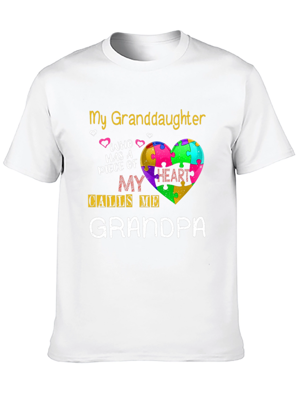 Grandpa Autism Awareness Puzzle Heart T-Shirt
