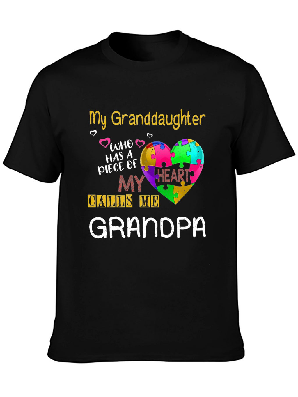 Grandpa Autism Awareness Puzzle Heart T-Shirt