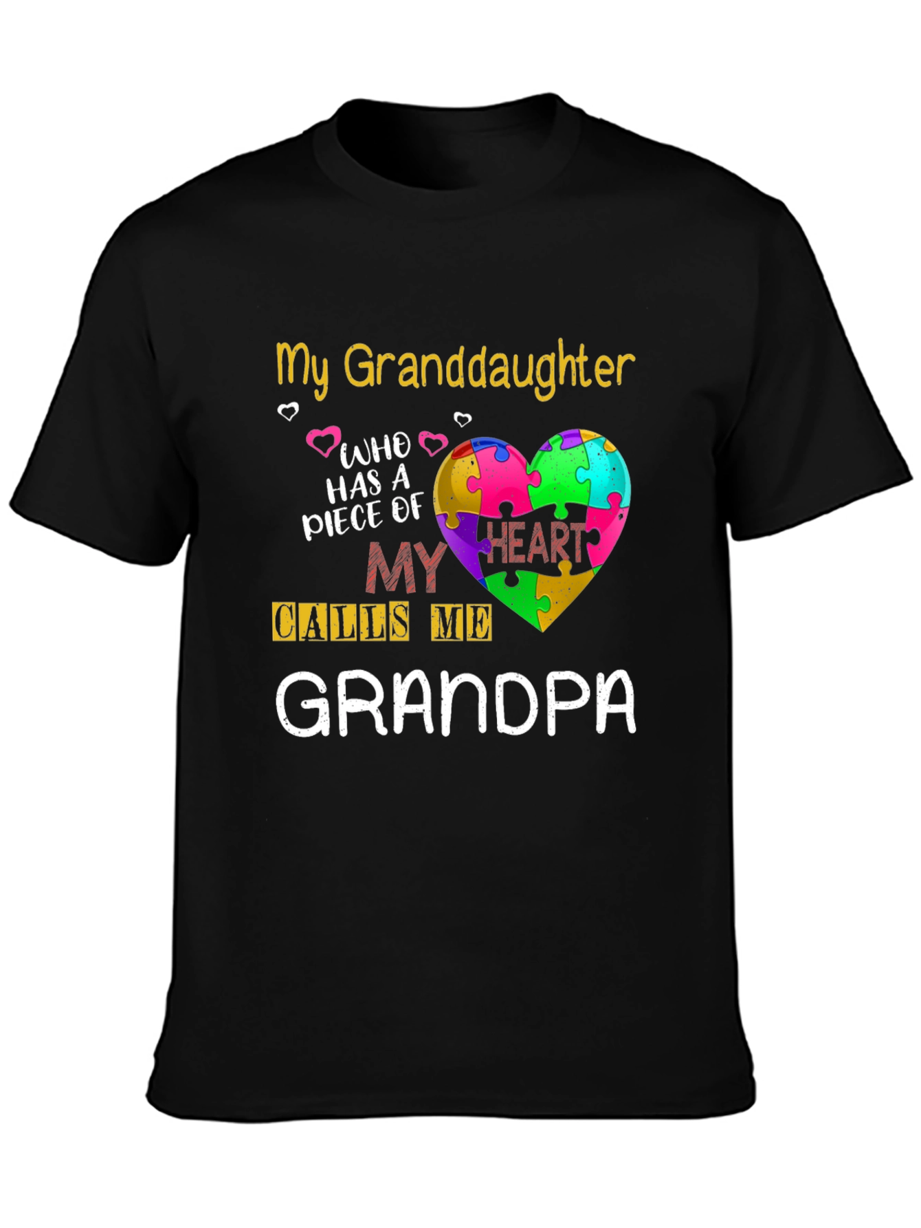 Grandpa Autism Awareness Puzzle Heart T-Shirt