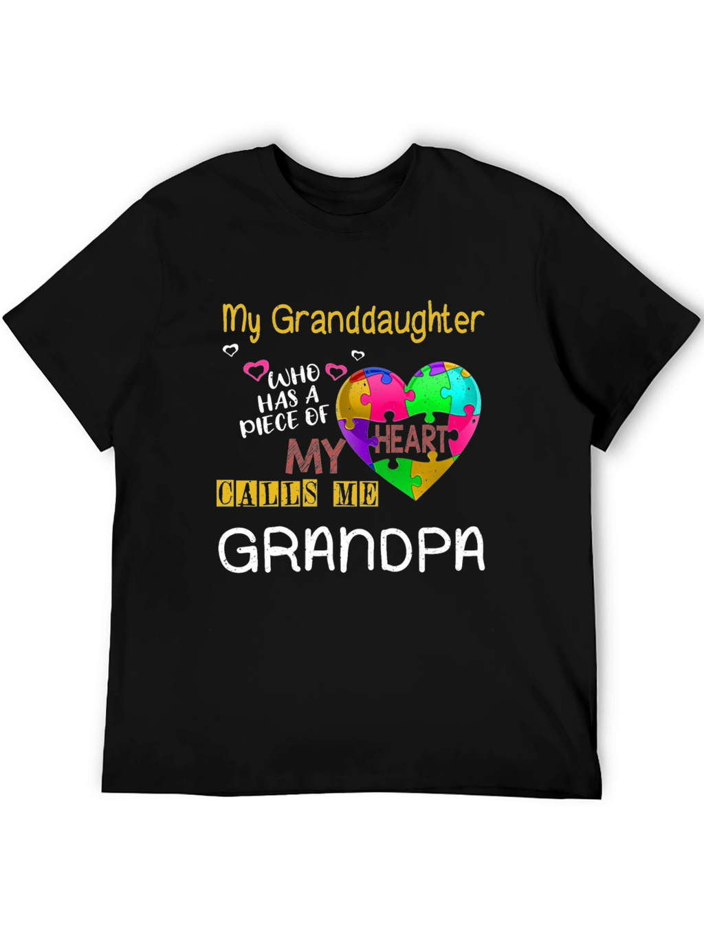 Grandpa Autism Awareness Puzzle Heart T-Shirt