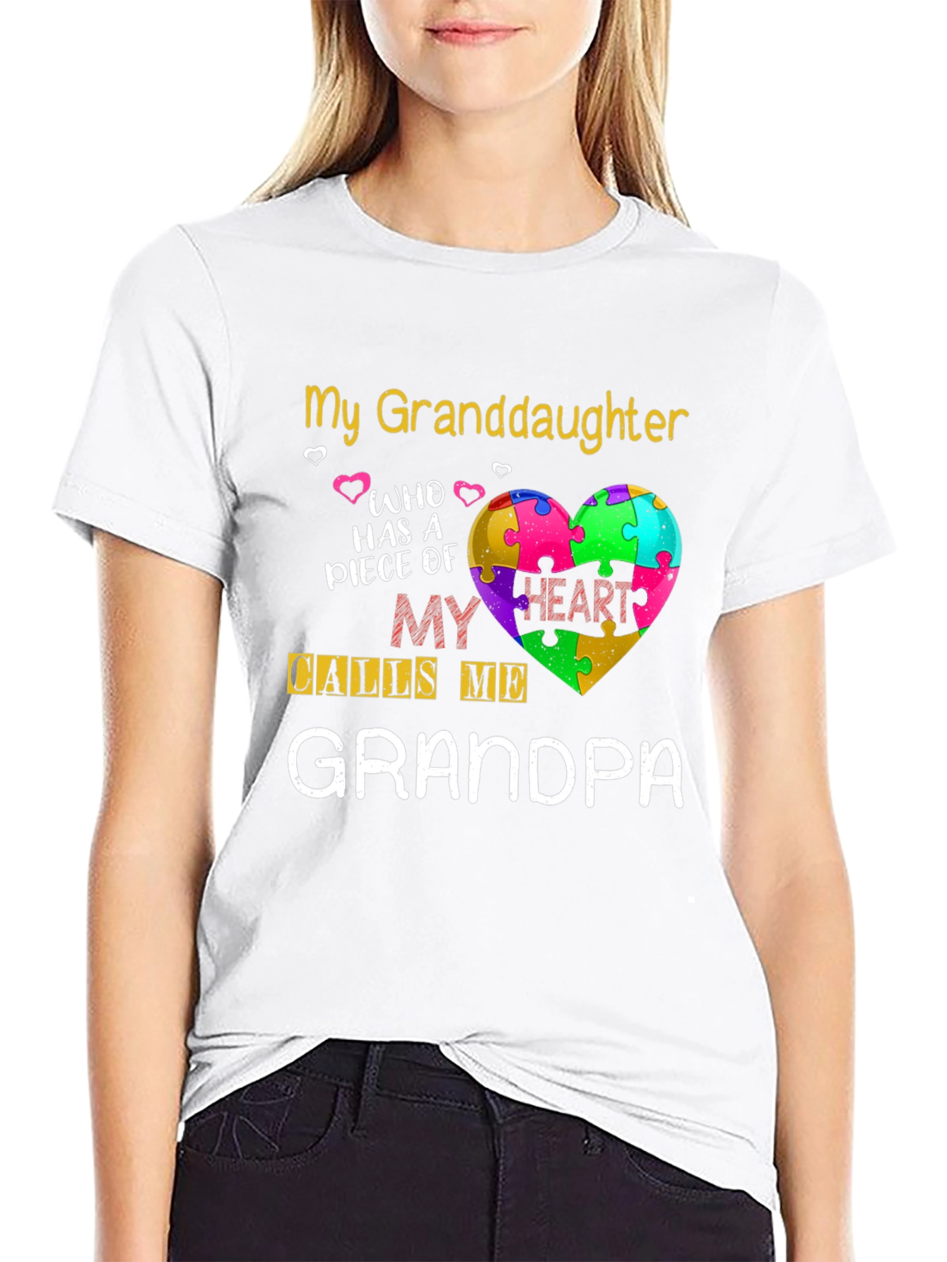 Grandpa Autism Awareness Puzzle Heart T-Shirt