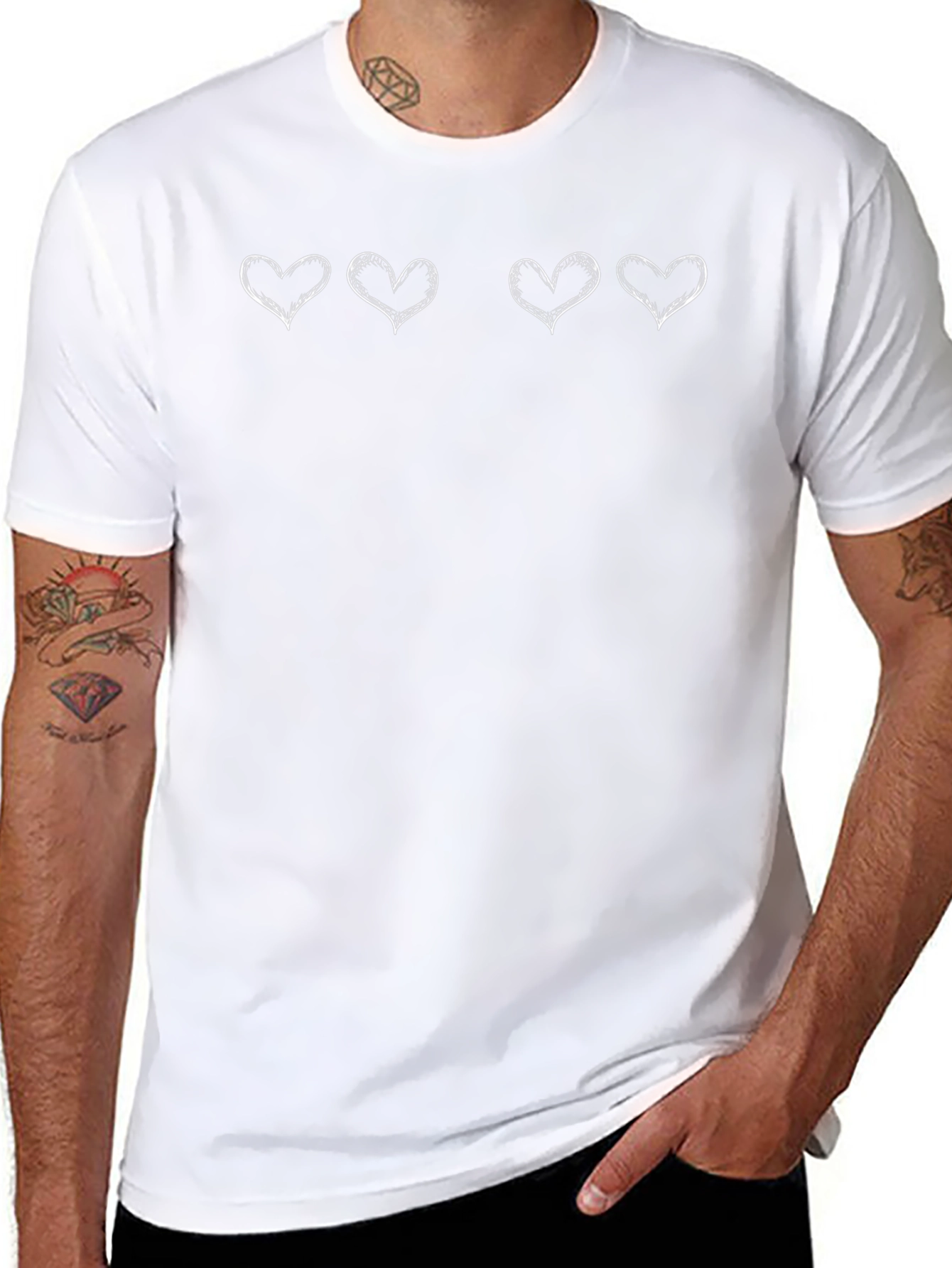 Heart Doodle Graphic Tee - Casual Black T-Shirt