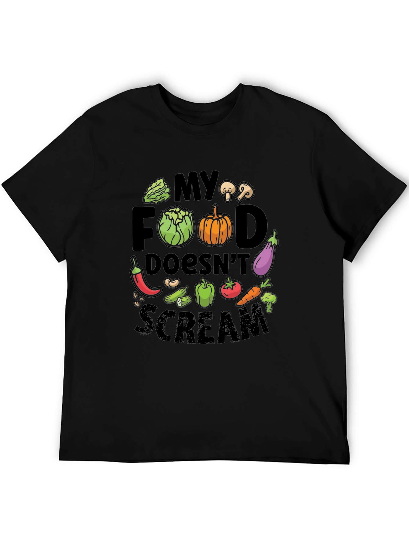 Vegan T-Shirt - My Food Doesnt Scream - Vegetable Graphic Tee