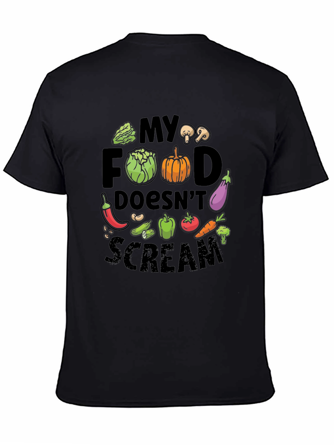 Vegan T-Shirt - My Food Doesnt Scream - Vegetable Graphic Tee