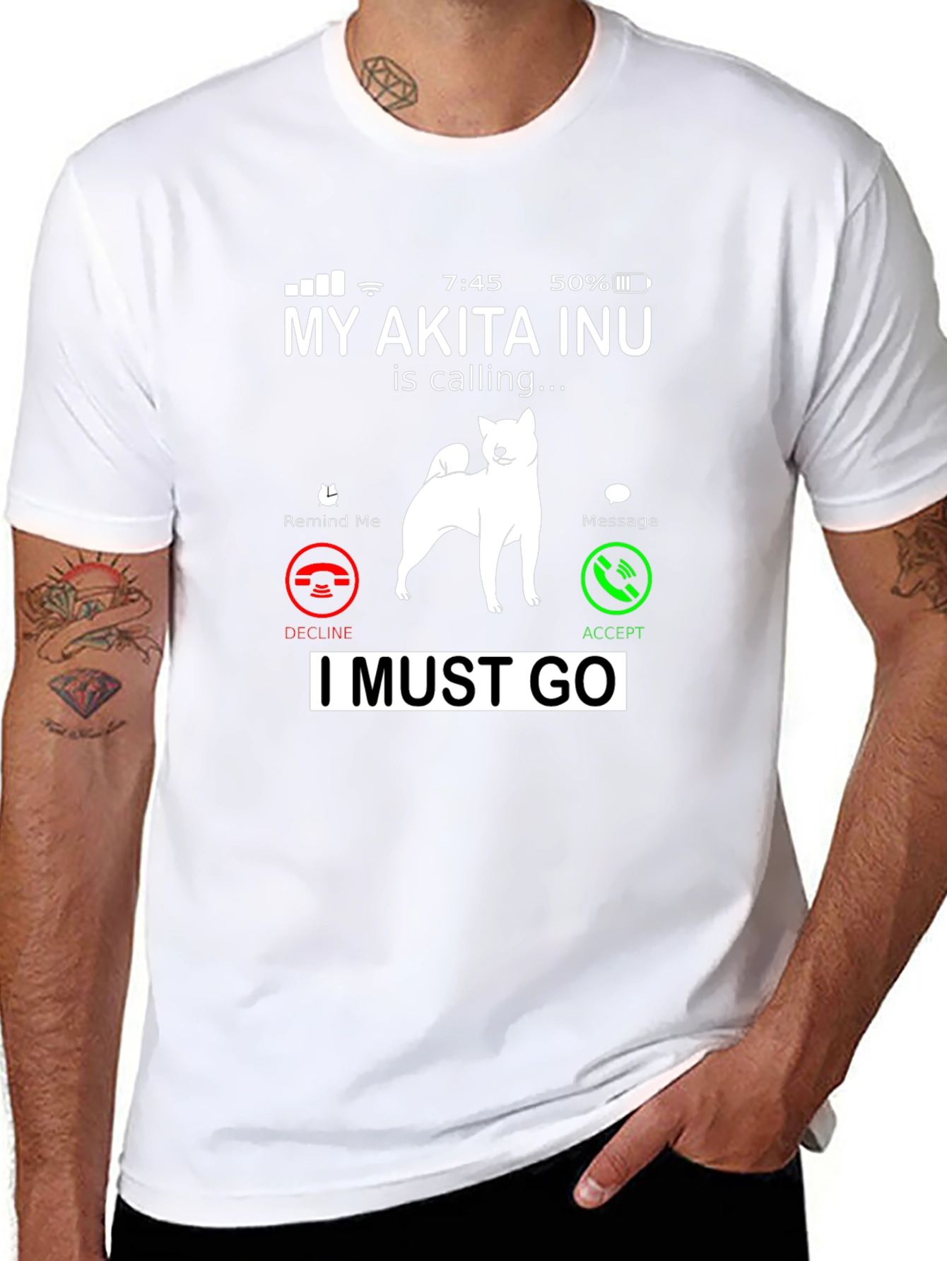 Akita Inu Calling T-Shirt - I Must Go Pet Lover Tee