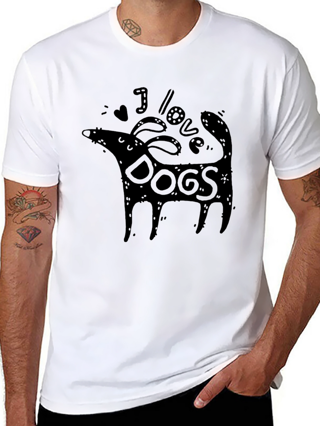 I Love Dogs Graphic Tee - Black Unisex T-Shirt