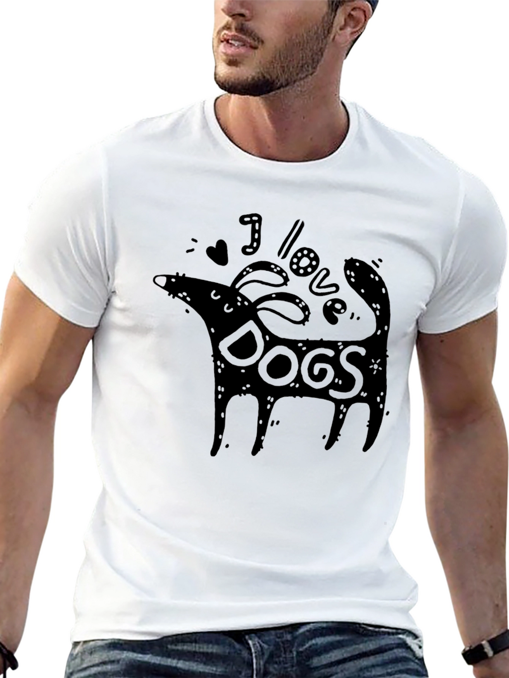 I Love Dogs Graphic Tee - Black Unisex T-Shirt