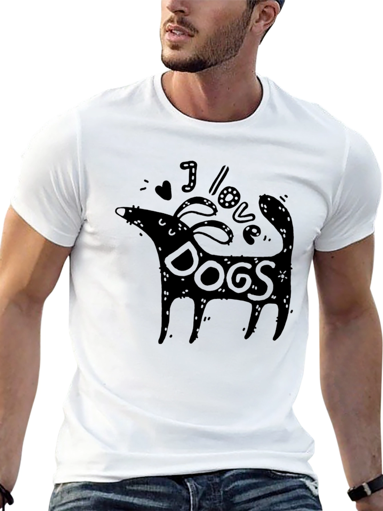 I Love Dogs Graphic Tee - Black Unisex T-Shirt