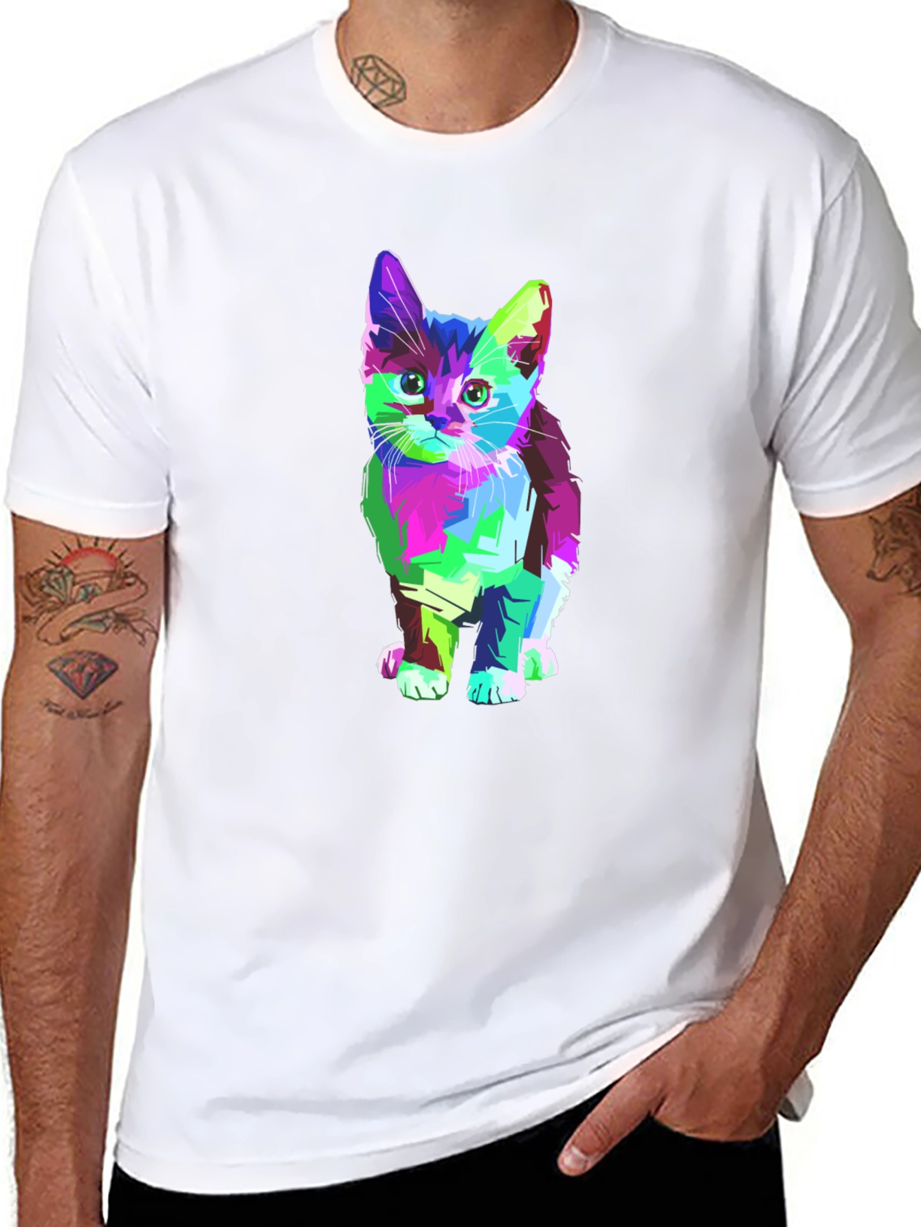 Abstract Kitten Graphic T-Shirt